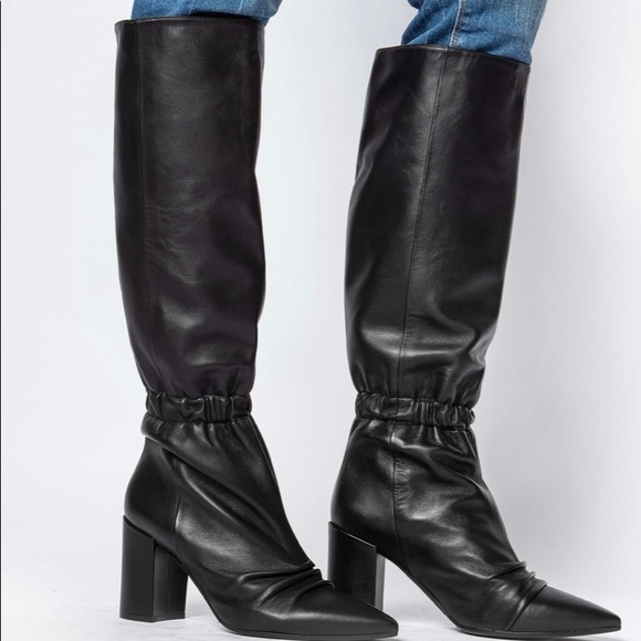 Zadig &Voltaire Glimmer Black Leather  Boots Silk - Picture 1 of 5
